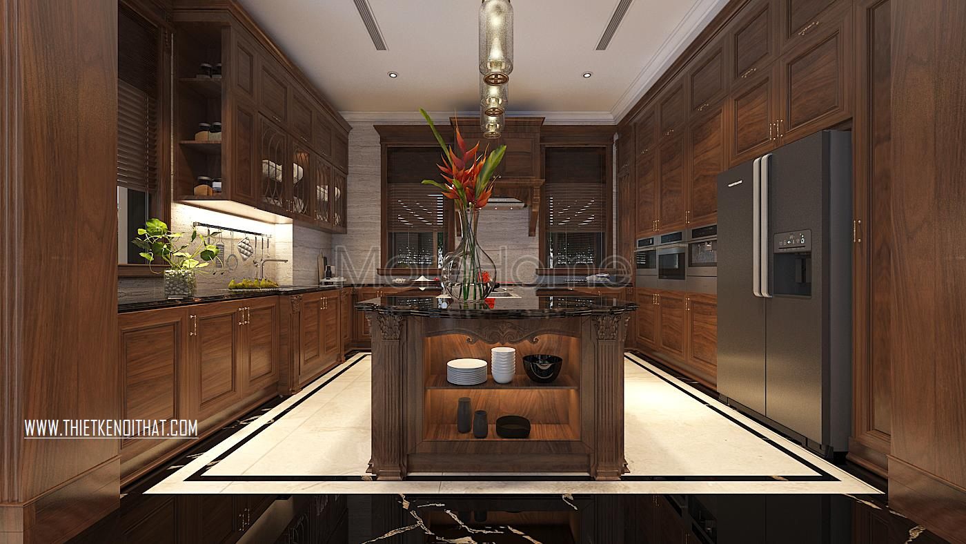 Thiết kế nội thất phòng bếp biệt thự Vinhomes GreenBay HL30 